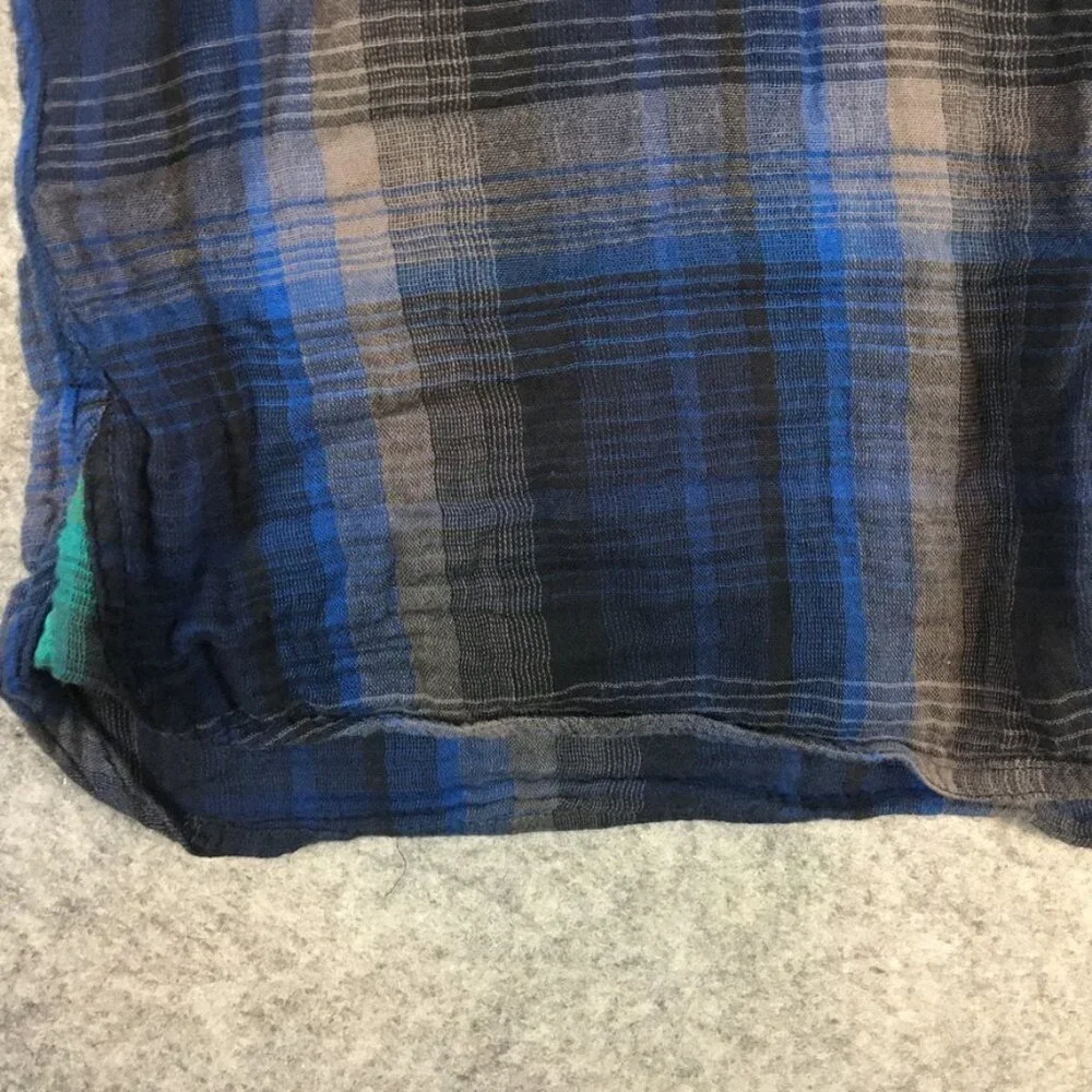 Urban Outfitters Standard Cloth Shirt S M XL Boyfriend Plaid Long Sleeve Blue